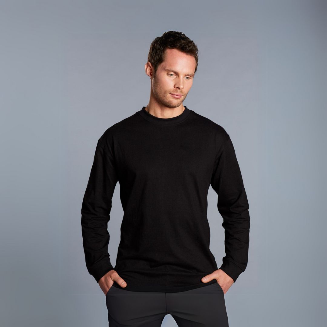 TS02 Mens Plain Cotton Jersey Long Sleeve Tshirt