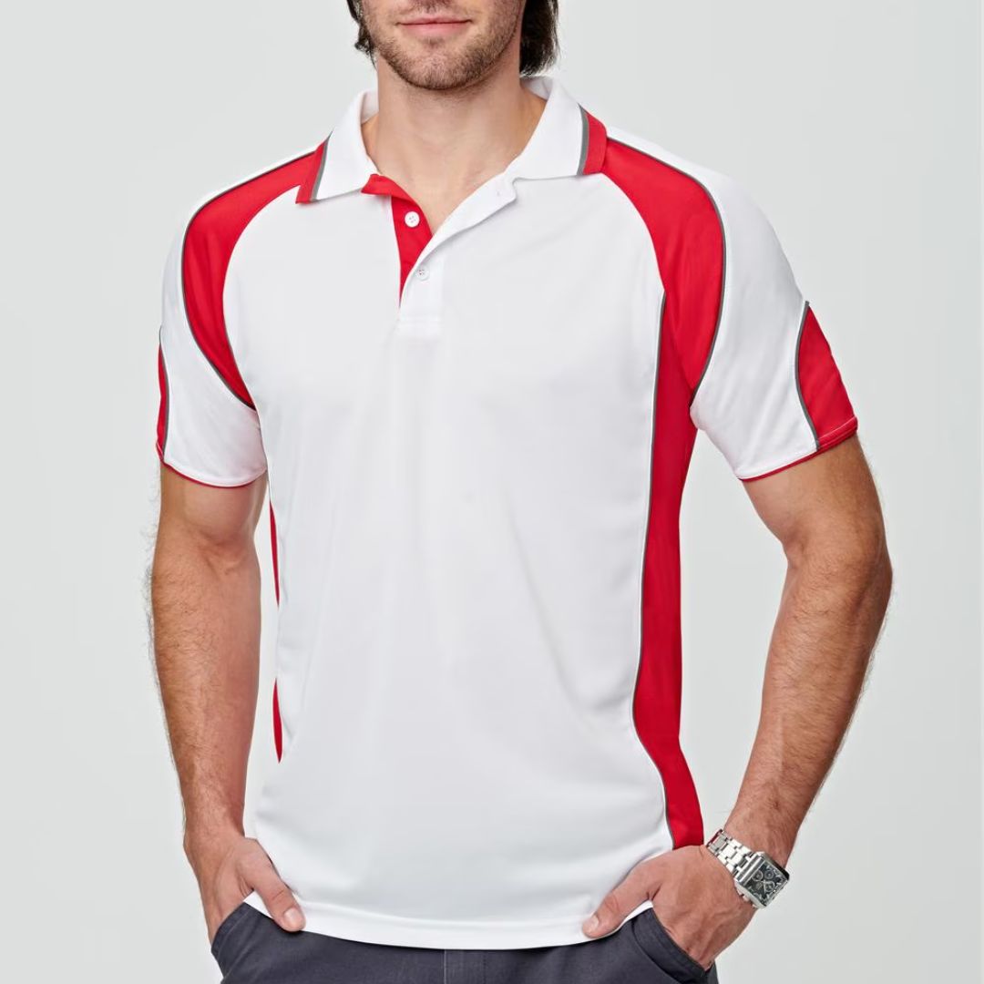 PS61  Mens CoolDry Contrast Short Sleeve Panels Polo Shirt