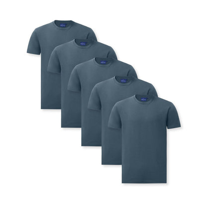 5 PACK | Mens Premium Crew Neck Tee BUNDLE: Slate Blue